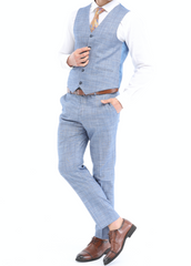 Bluer Blinders Linen Icnony - Linen Three Piece Suit