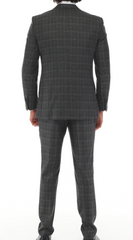 BARRON ISAAC SAVY - Grey & White Plaid Three Piece Suit