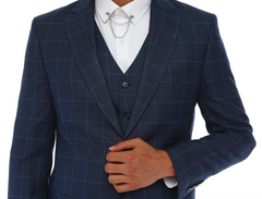 BLUE JACK - Blue & Light Blue Plaid Three Piece Suit