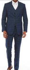 BLUE JACK - Blue & Light Blue Plaid Three Piece Suit
