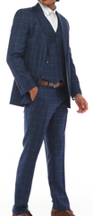 BLUE JACK - Blue & Light Blue Plaid Three Piece Suit