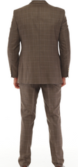 BROWN JACK -  Brown & Light Brown Plaid Three Piece Suit