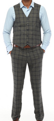 ISAAC CHARCOALS - Charcoal & Blue Plaid Three Piece Suit