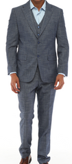 SAV BLUEIN - Blue Texture Three Piece Suit