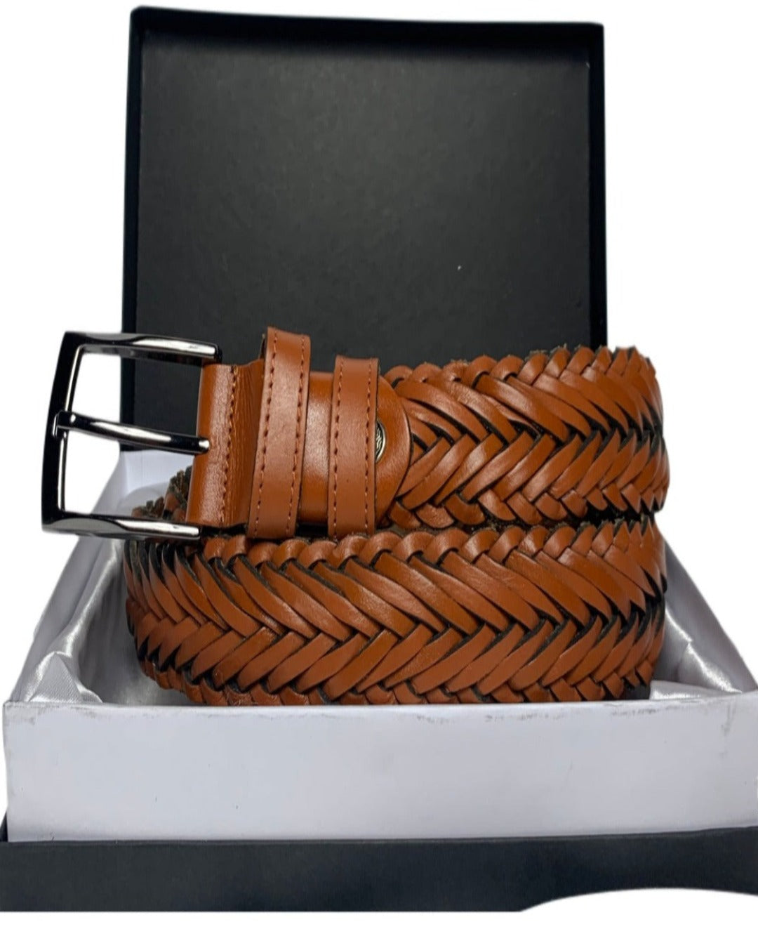 Tan Genuine Leather Handmade Woven Belt