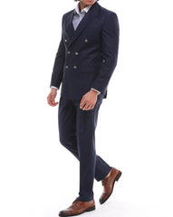 Men's ICONIC Navy Double Breasted Suit With Navy Crested Buttons