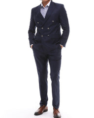 Men's ICONIC Navy Double Breasted Suit With Navy Crested Buttons