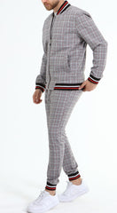 ICONYN GENTLEMAN TRACKSUIT SET - Grey and Red Matched Outwears