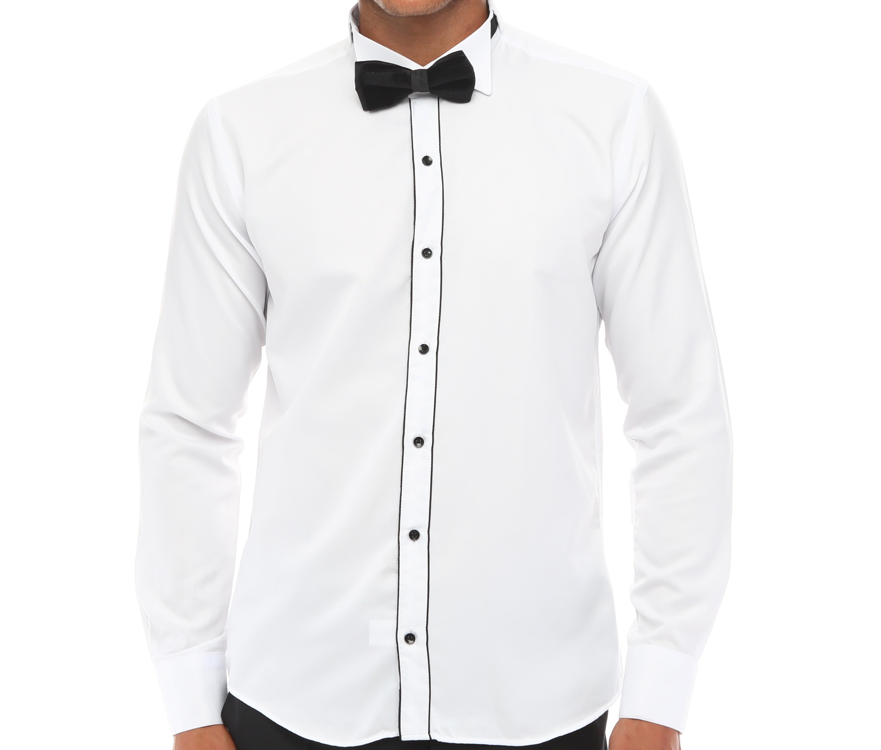 White & Black Tuxedo Shirt With Studs