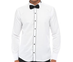 White & Black Tuxedo Shirt With Studs