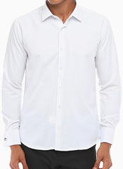 White Double Cuff Shirt With Studs for Men