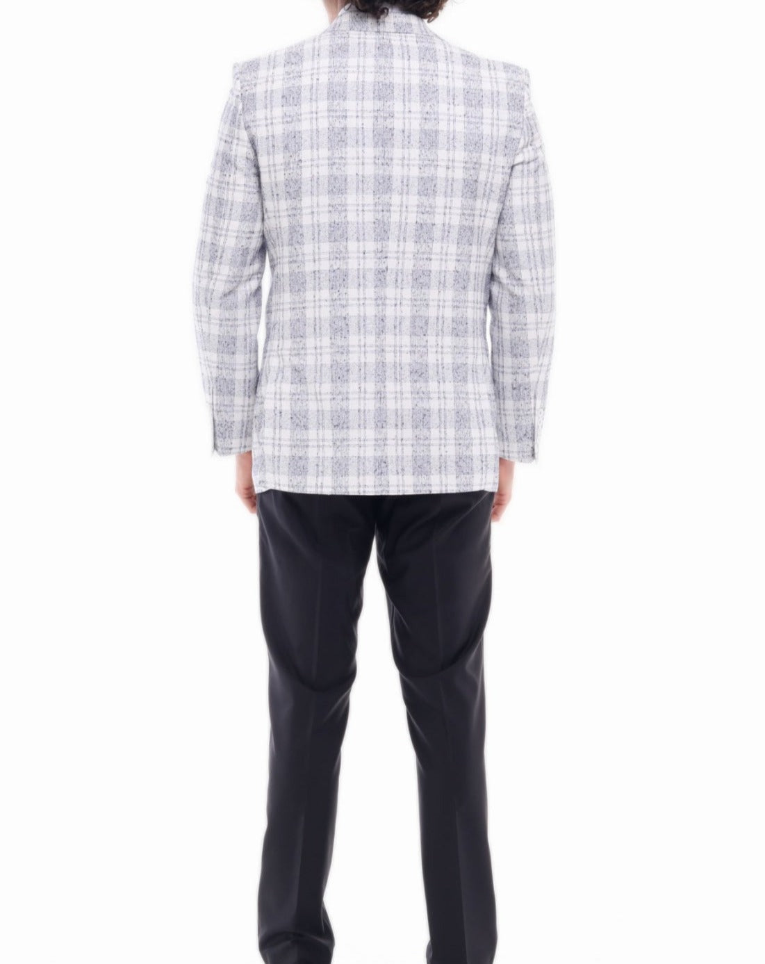 White & Lilac Check Blazer for men