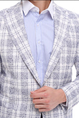 White & Lilac Check Blazer for Men