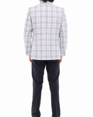 White & Lilac Check Blazer for men