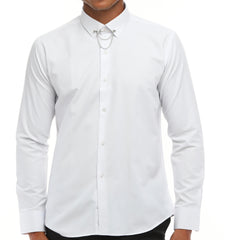 White Pinned Collar Shirt