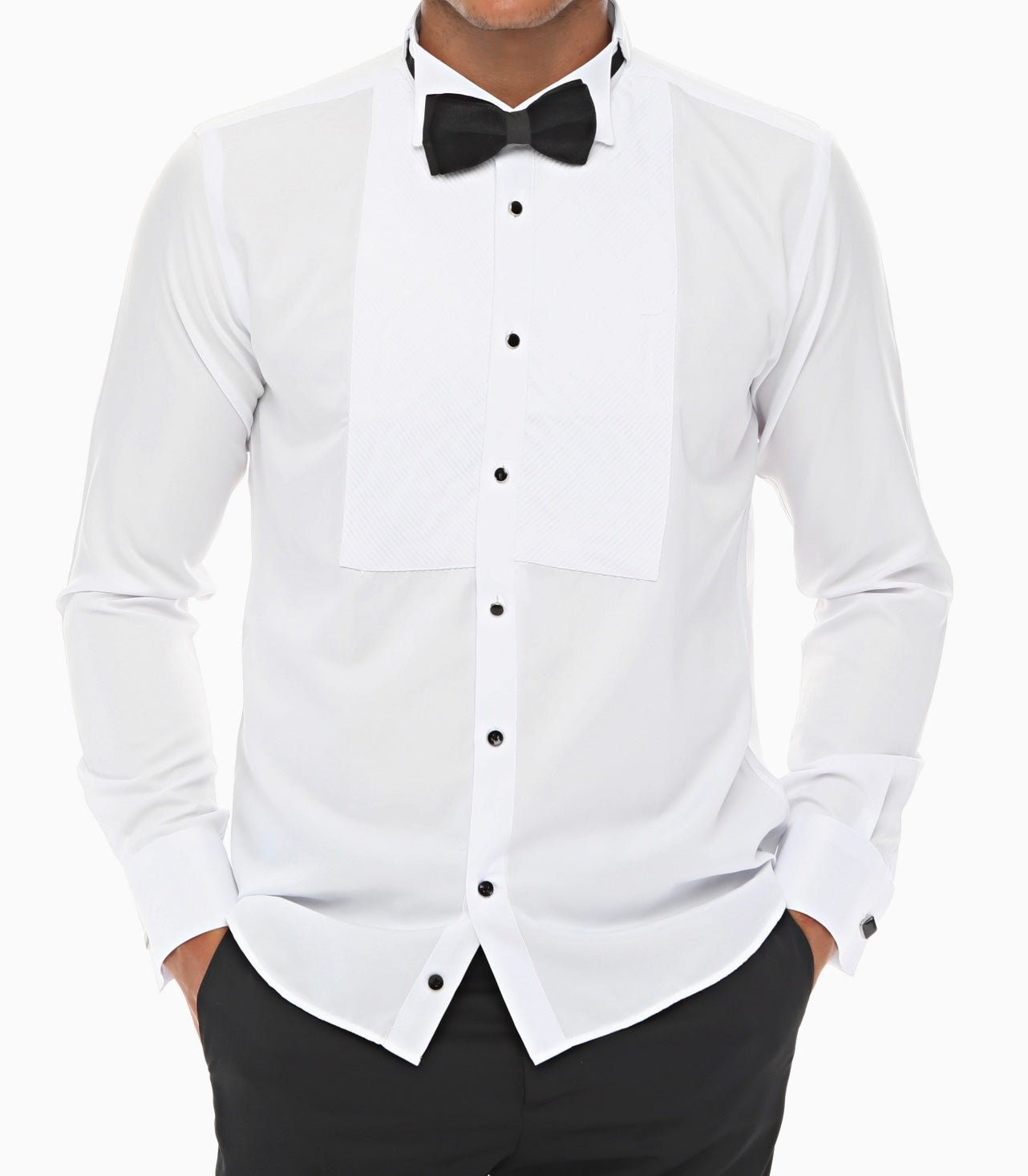 Men's White Tuxedo Shirt With Studs