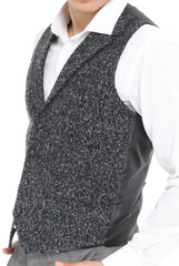 dark grey wool check waistcoat for men