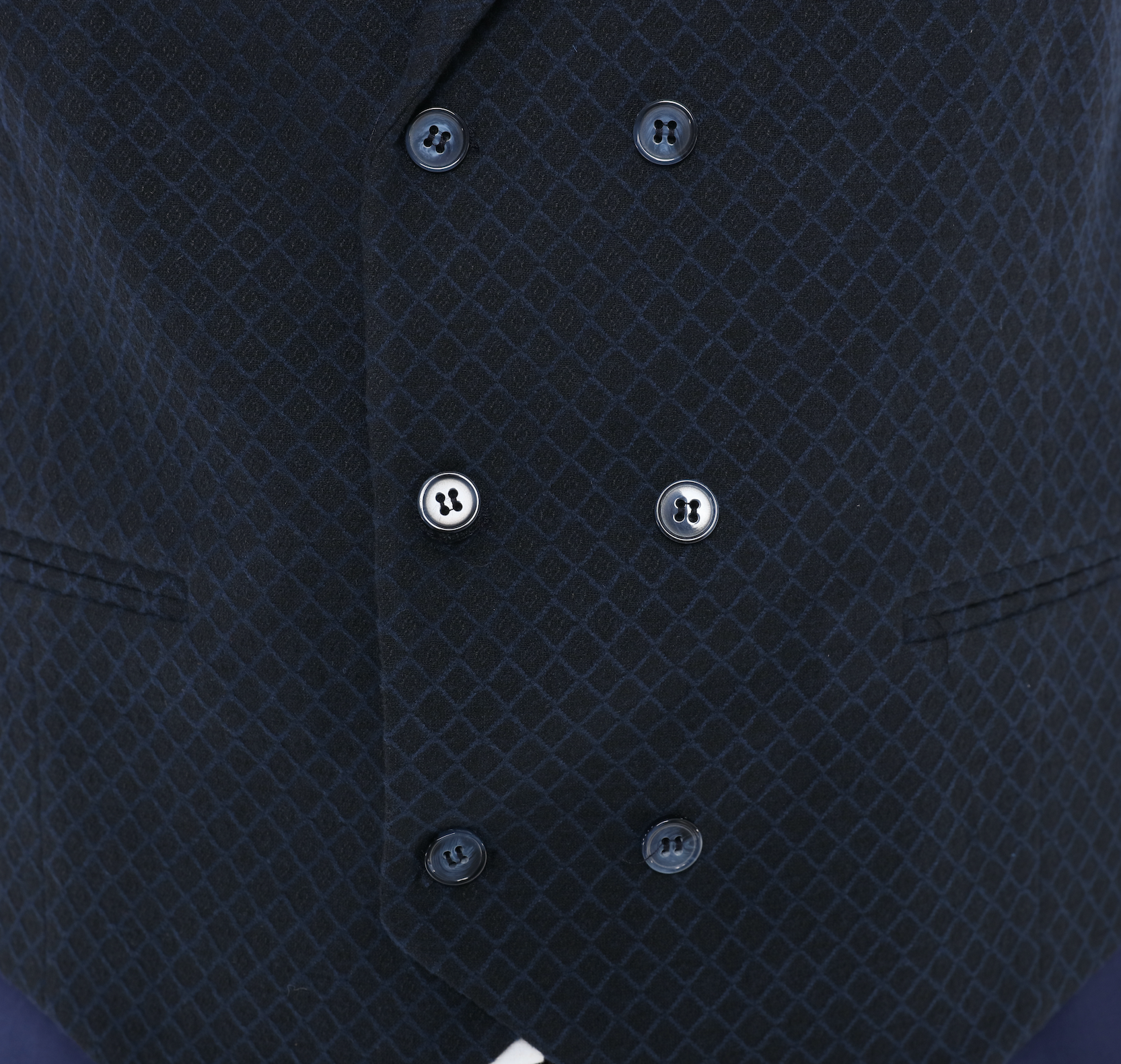 dark navy wool check waistcoat for men
