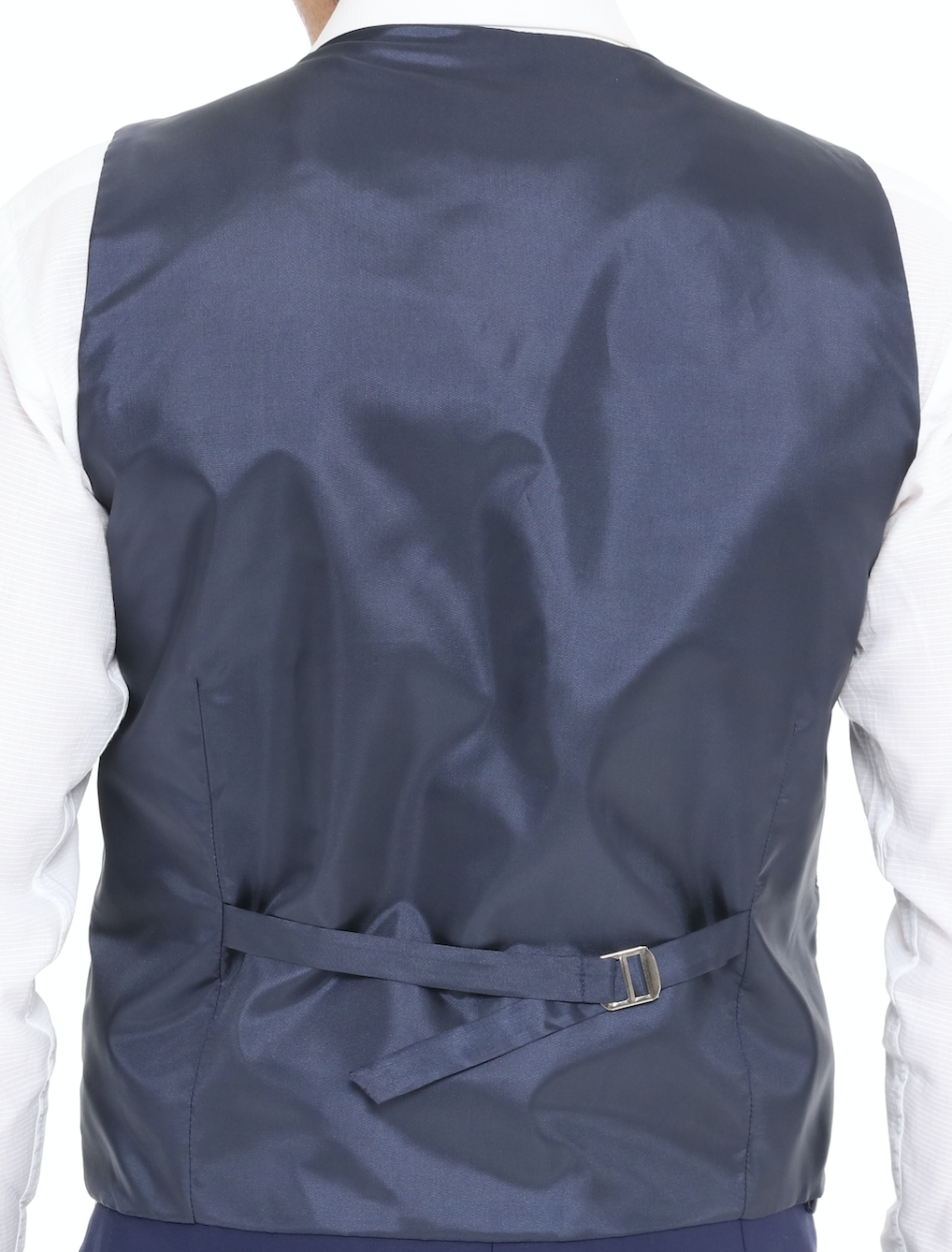dark navy wool check waistcoat for men UK
