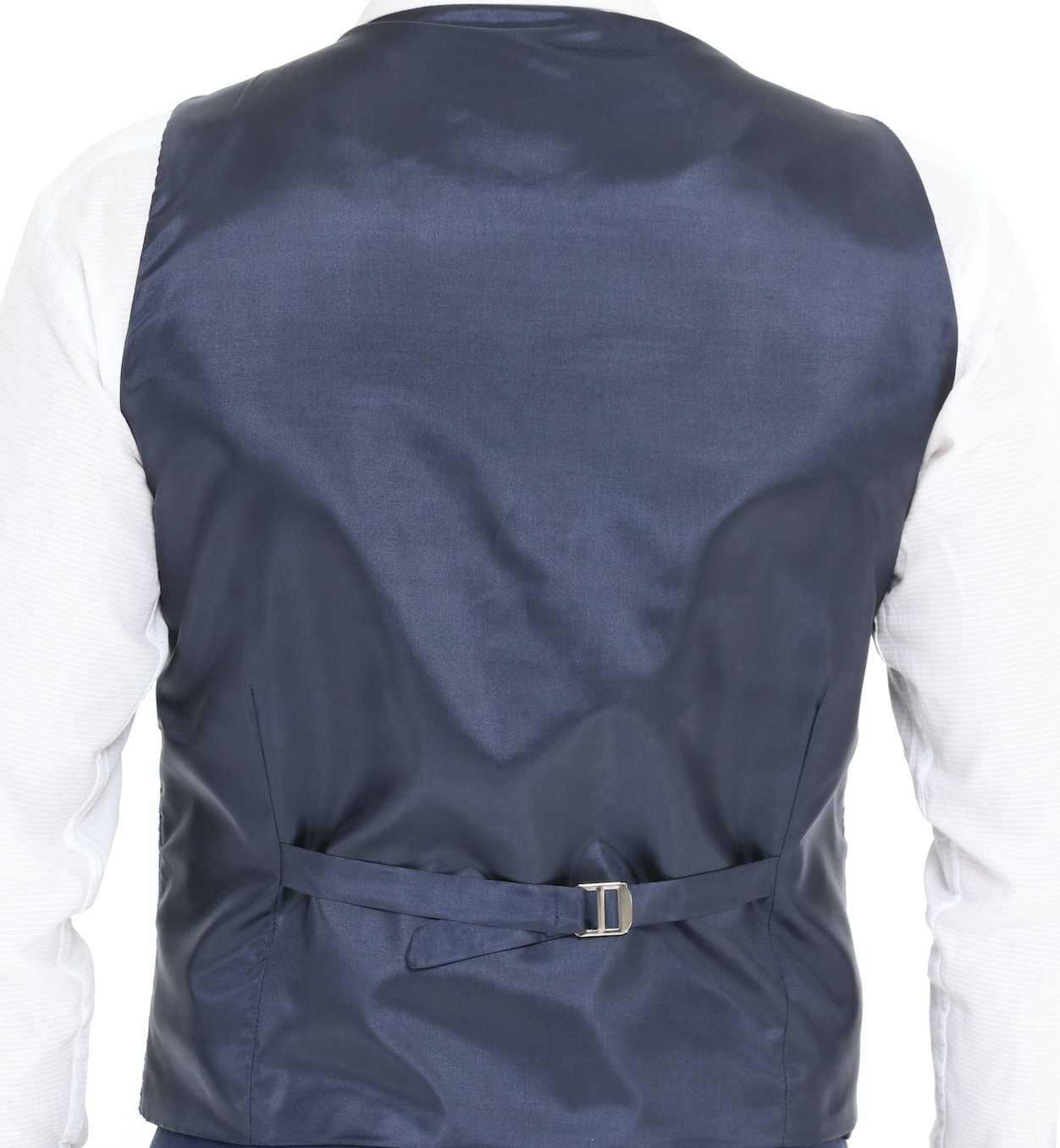 dark navy wool check waistcoat for men UK designer