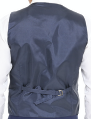dark navy wool check waistcoat for men UK