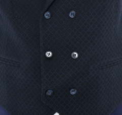 dark navy wool check waistcoat for men