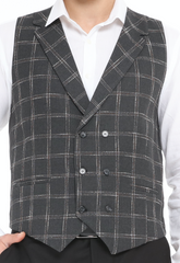 grey wool check waistcoat for men