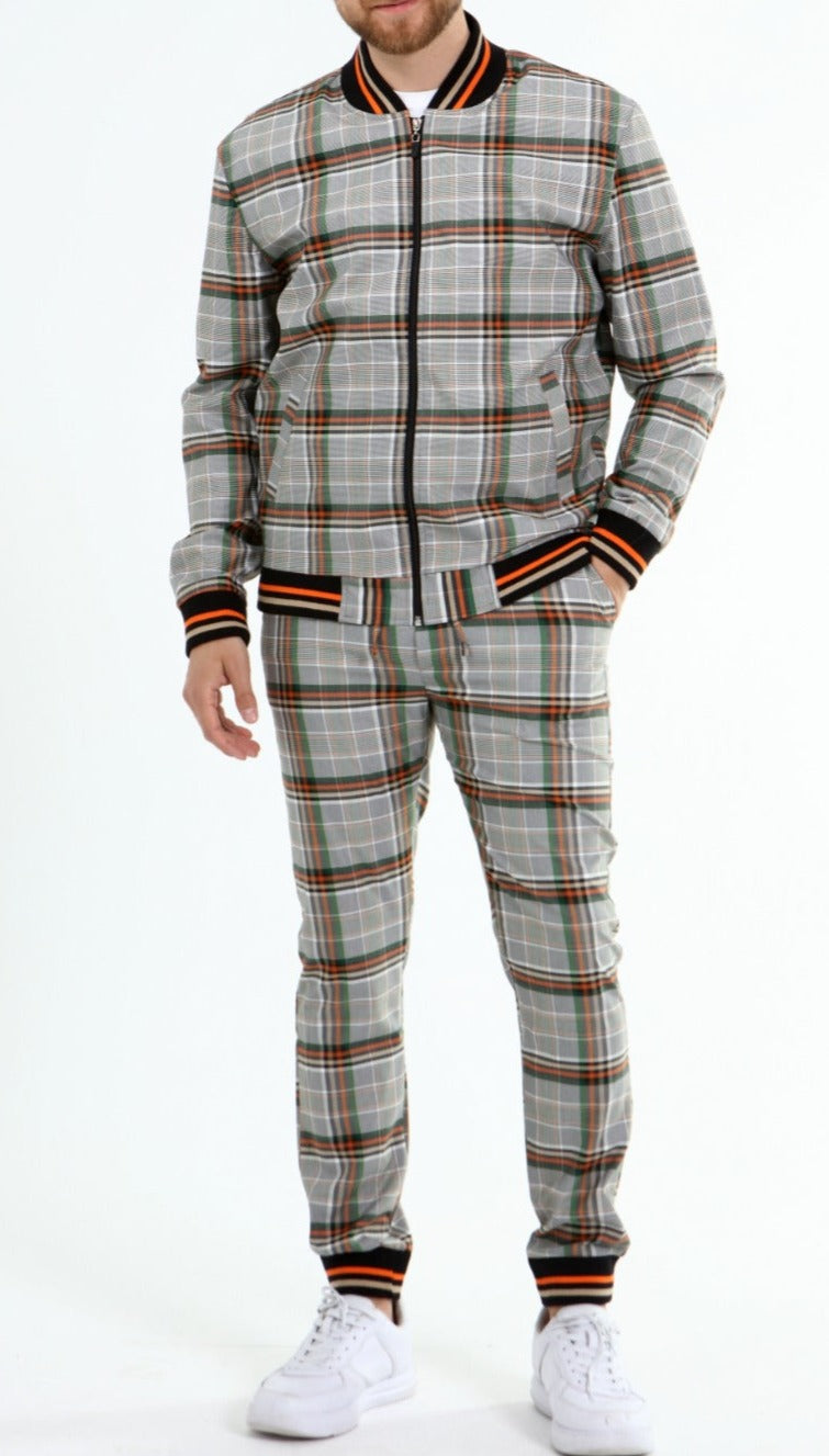 ICONYN GENTLEMAN TRACKSUIT SET - Green and Orange Matched Outwears