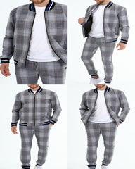 ICONYN GENTLEMAN TRACKSUIT SET - Grey and White Matched Outwears