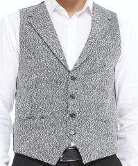 light grey wool waistcoat by designer