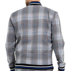 mens Grey and White Check bomber jacket