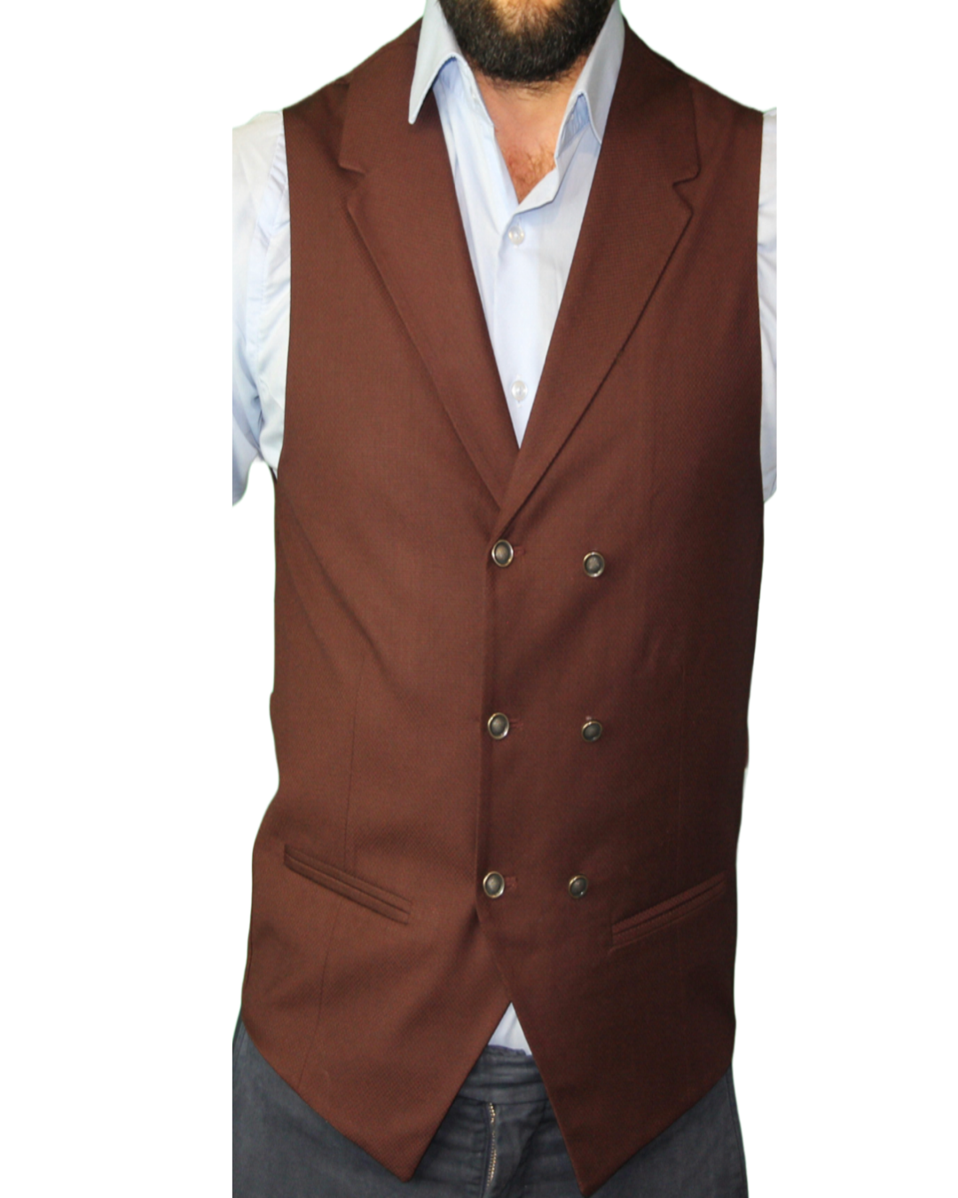 men's brick colour wool waistcoats UK