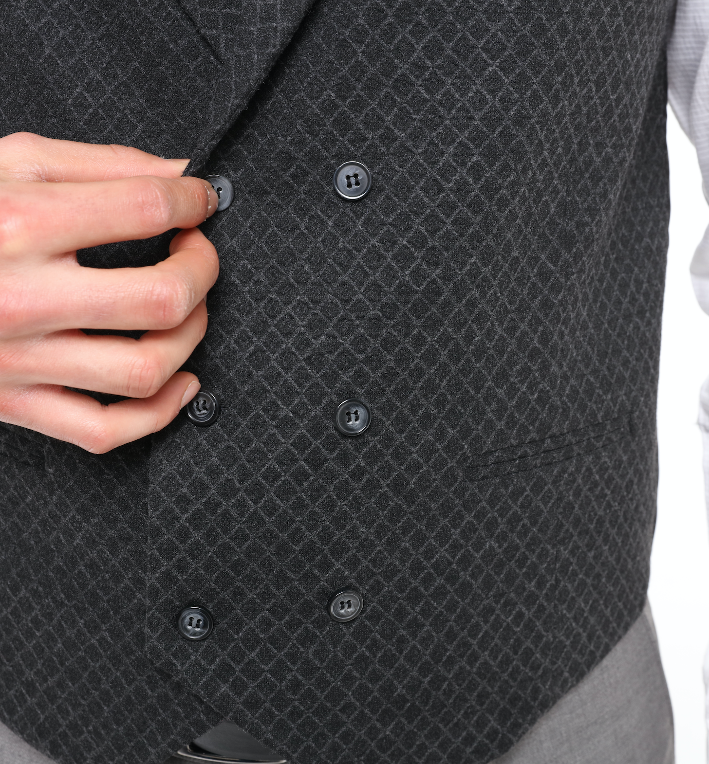 men's dark grey wool check waistcoat