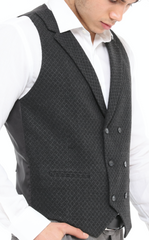 men's dark grey wool check waistcoat by designer
