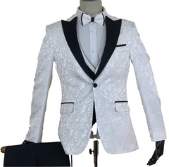 White &  Black Wedding Three Piece Suits
