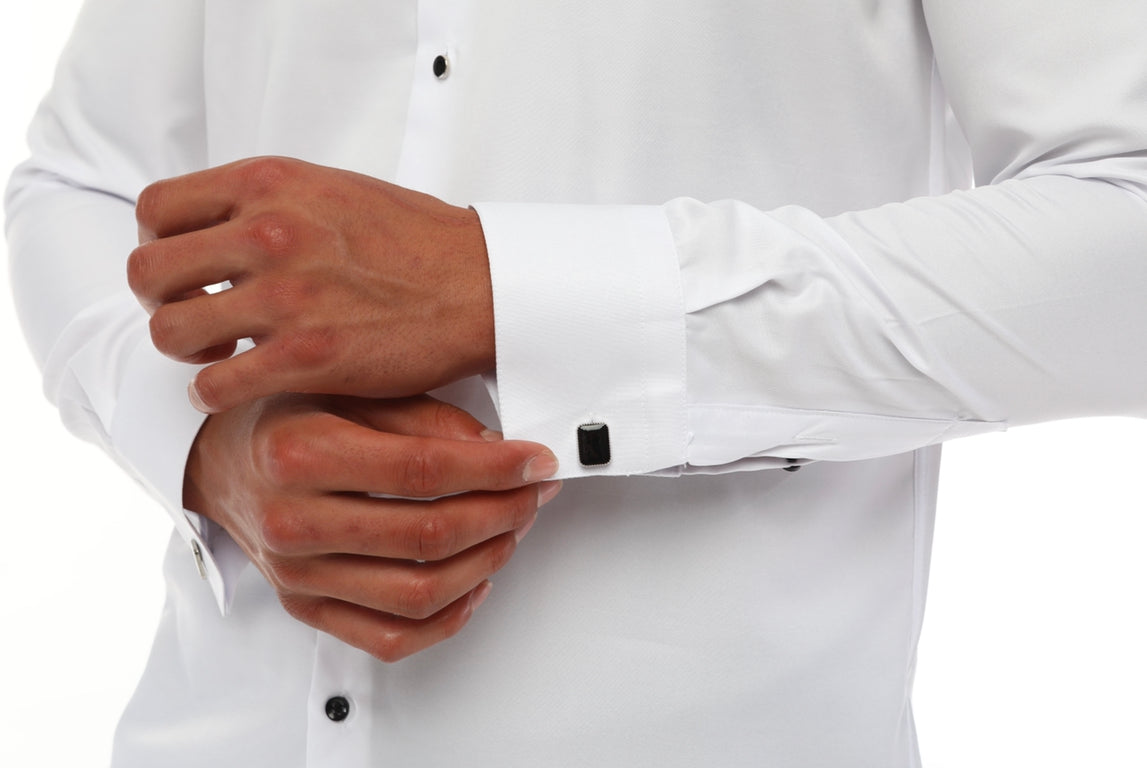 cotton white Tuxedo Shirt For men with studs