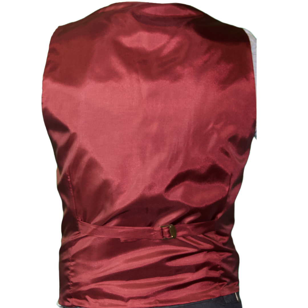 Red Check Double Breasted wool Waistcoat 